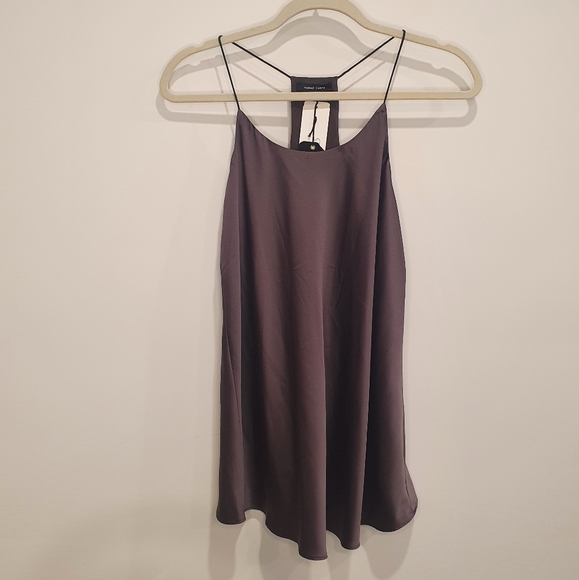 NWT Naked Zebra satin flowy sleeveless basic top, grey, size large - Picture 1 of 4